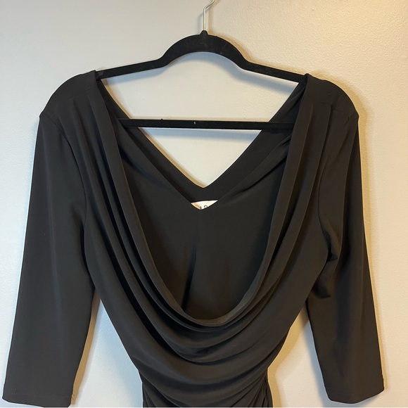 Joseph Ribkoff Blouse Black Draped Neck 3/4 Sleeve Top Sz 6 EUC - Picture 6 of 13